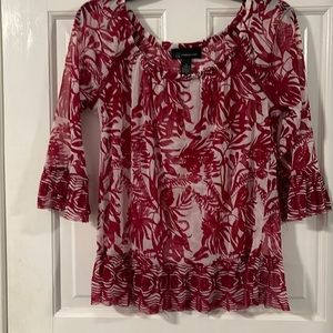 INC scoop neck shear red top-size small